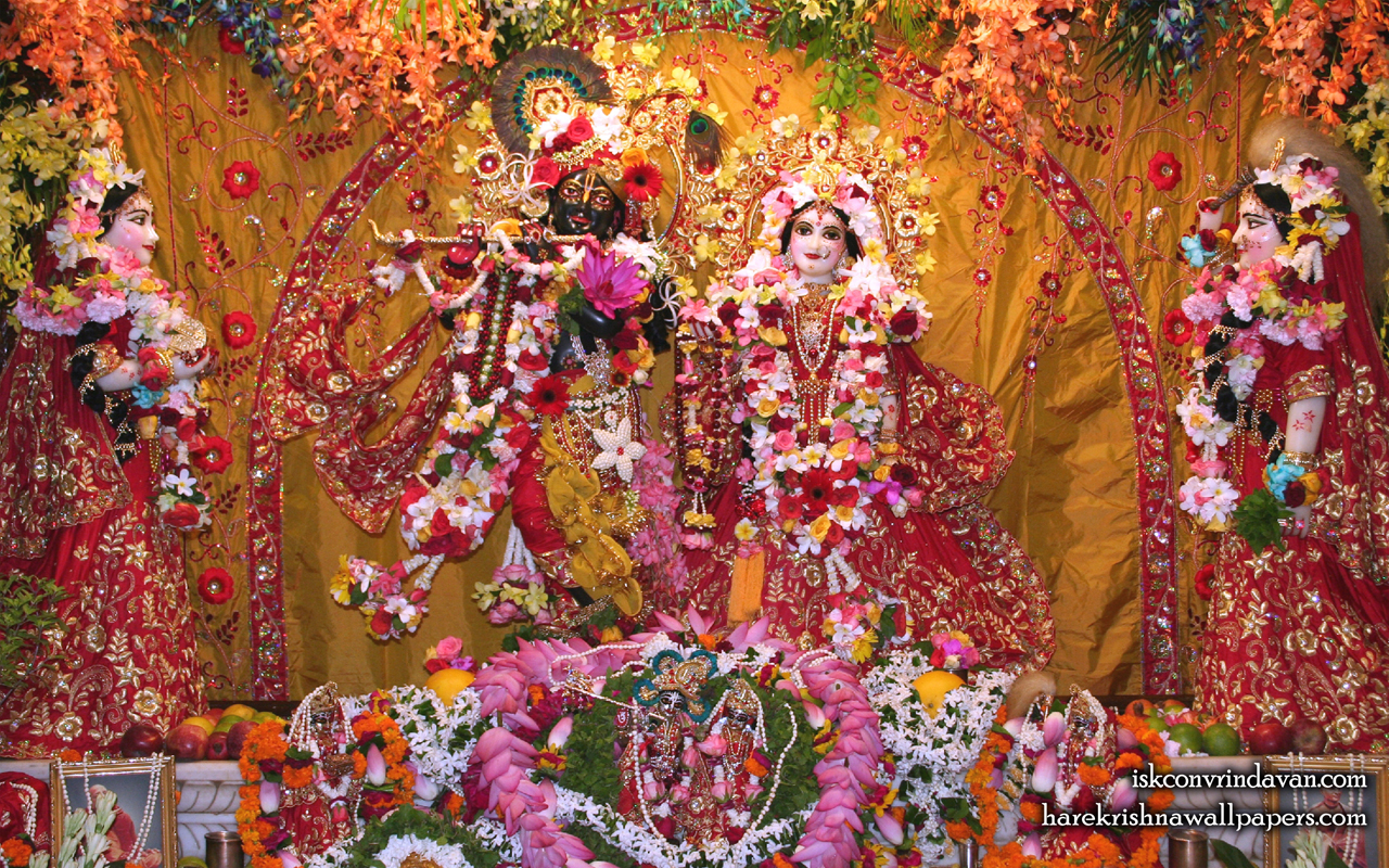 Sri Sri Radha Shyamsundar with Lalita Vishakha Wallpaper (005) Size 1280x800 Download