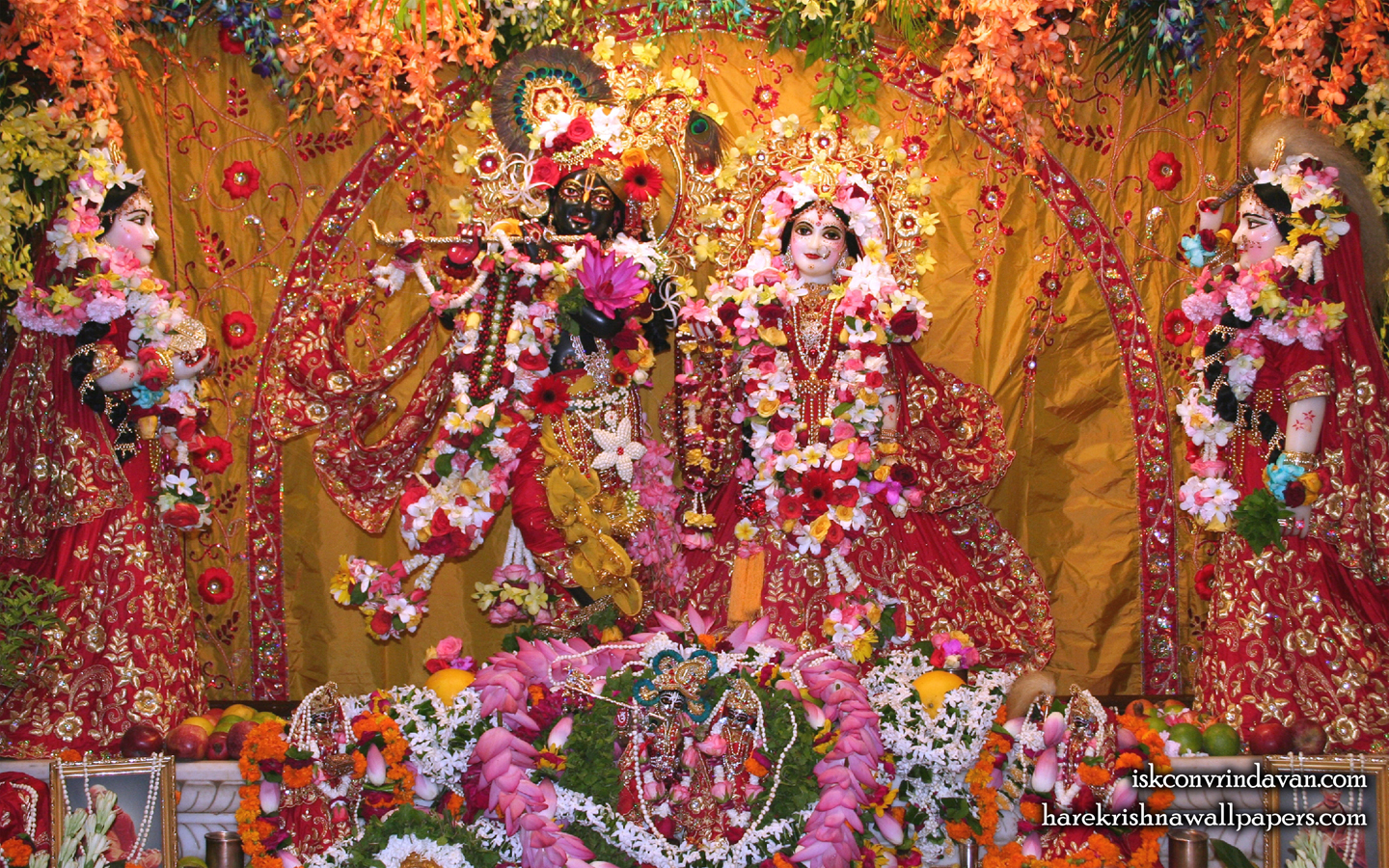 Sri Sri Radha Shyamsundar with Lalita Vishakha Wallpaper (005) Size 1440x900 Download